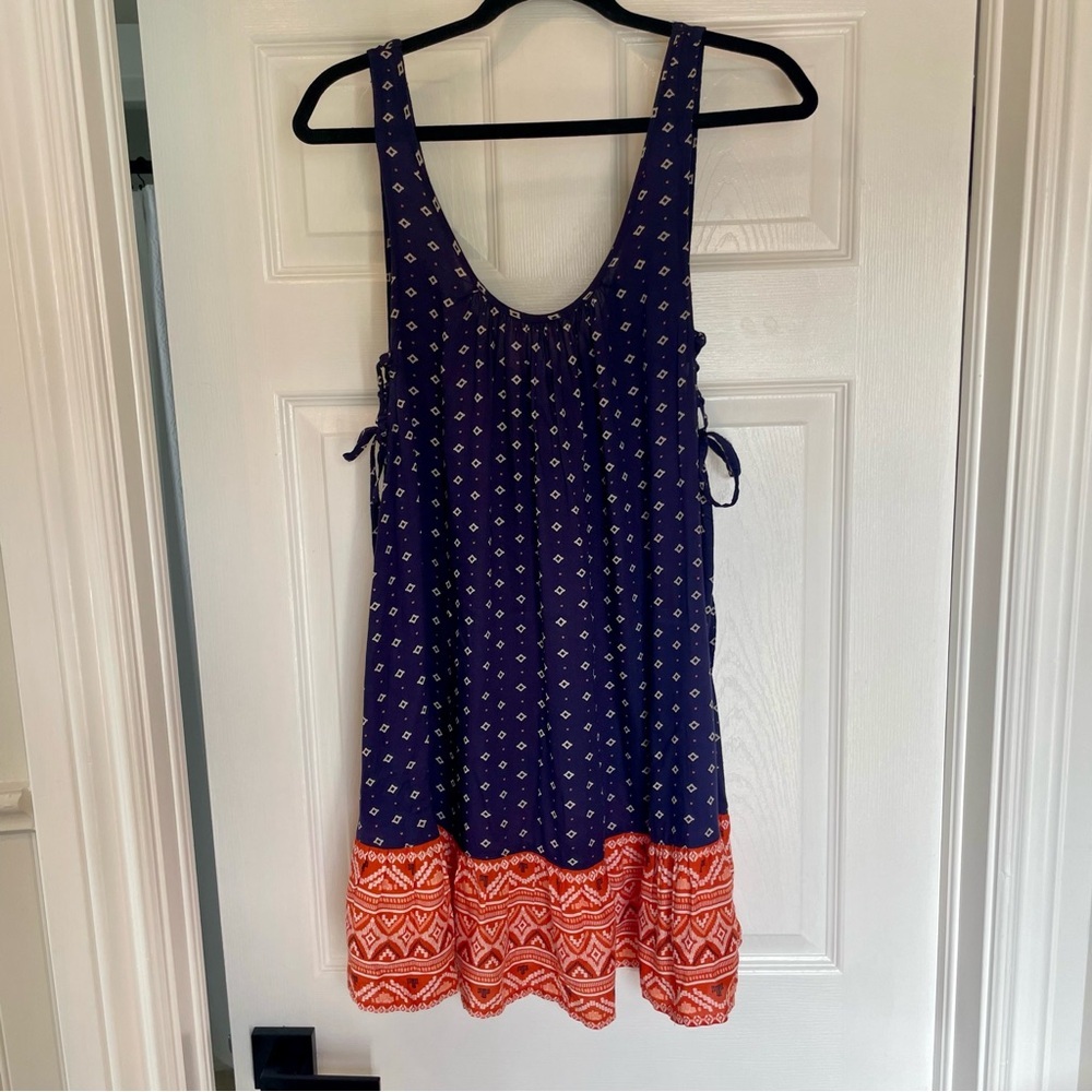 Navy and Orange Sleeveless Dress